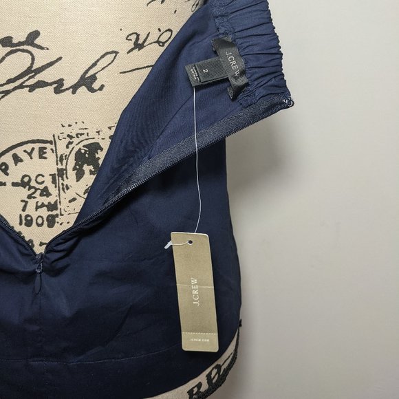 NWT J Crew Women One-shoulder Bow Top Blouse Size 2 Navy Blue G7721 - Picture 7 of 12